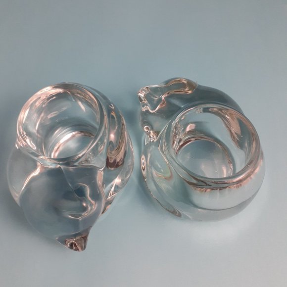 Pair of Vintage Indiana Glass Sleeping Cat/Kitten Votive Tea Light Holders - Picture 7 of 9